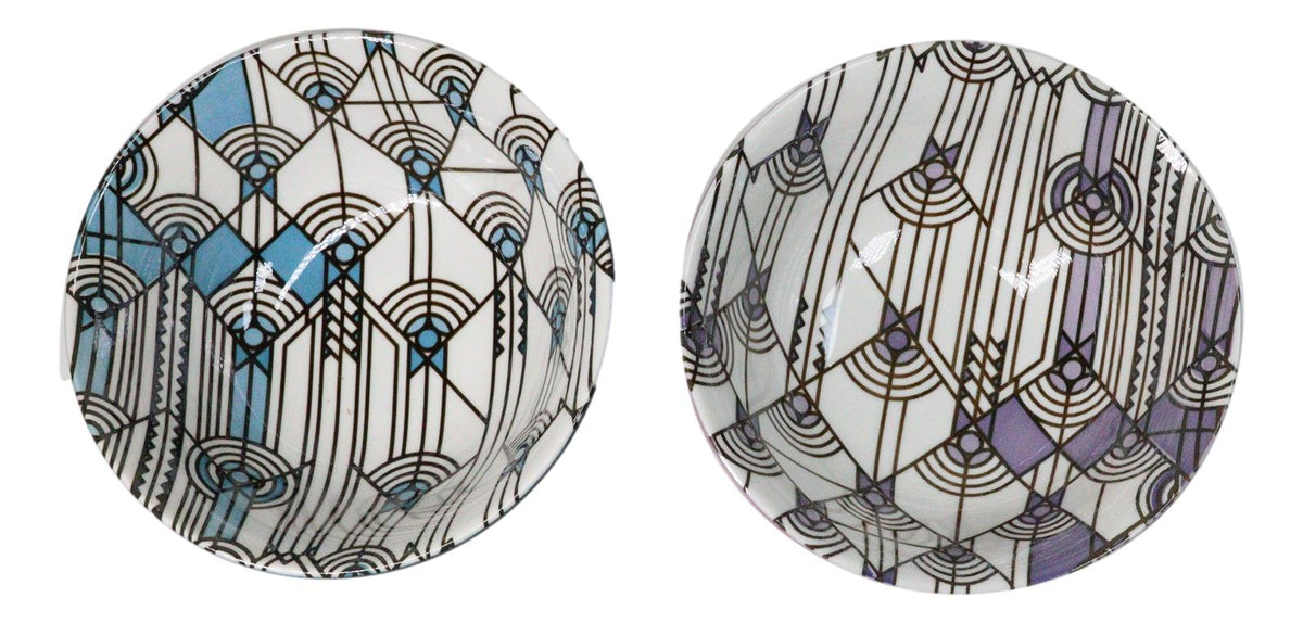 Pack Of 2 Made In Japan FLW April Showers Blue And Purple Porcelain Bowls 18oz