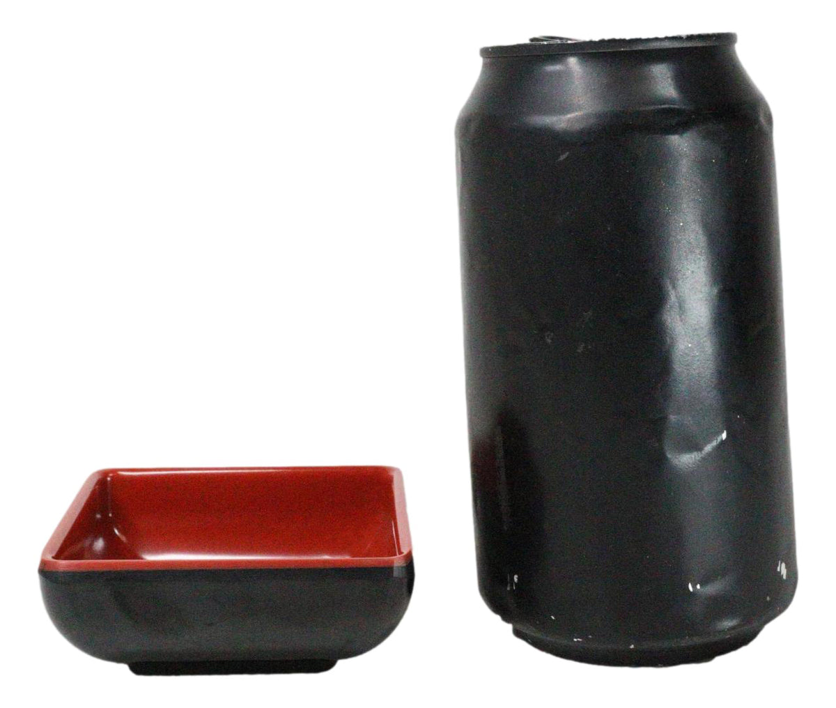 Pack Of 10 Red And Black Melamine Dipping Sauce Or Condiment Square Dishes 3"L