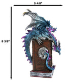 Spell Caster Metallic Ocean Dragon Perching On Necromancy Skull Books Figurine