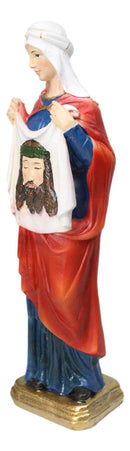 Patron Saint Veronica Holding Sudarium Veil with Jesus Face Figurine 8.25"H