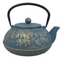 Traditional Oriental Tetsubin Maple Leaves Momiji Design Cast Iron Teapot 40oz