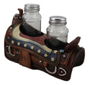 Country Western Cowboy Horse Saddle American Flag Salt Pepper Shakers Holder