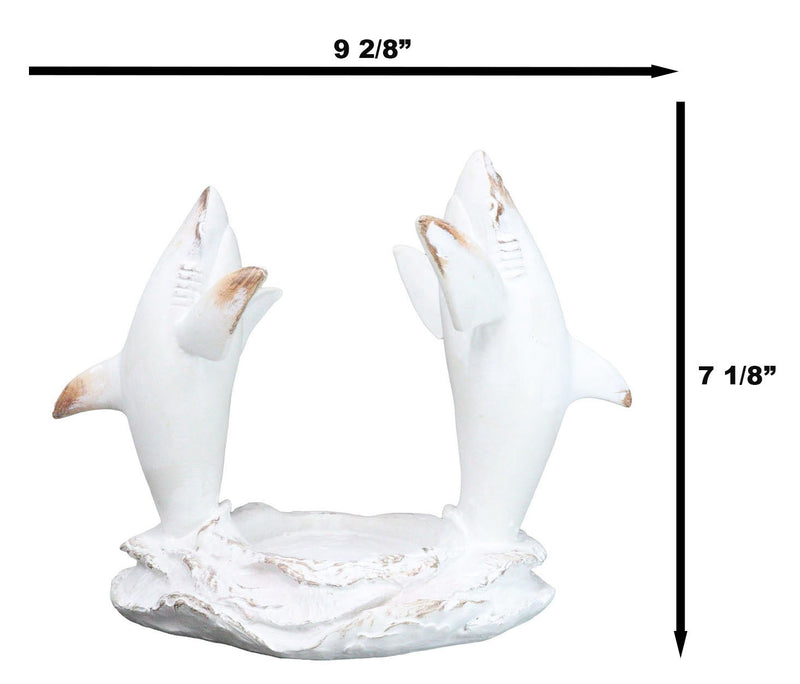 Antique White Ocean Marine Great White Sharks Rising Above Water Wine Holder