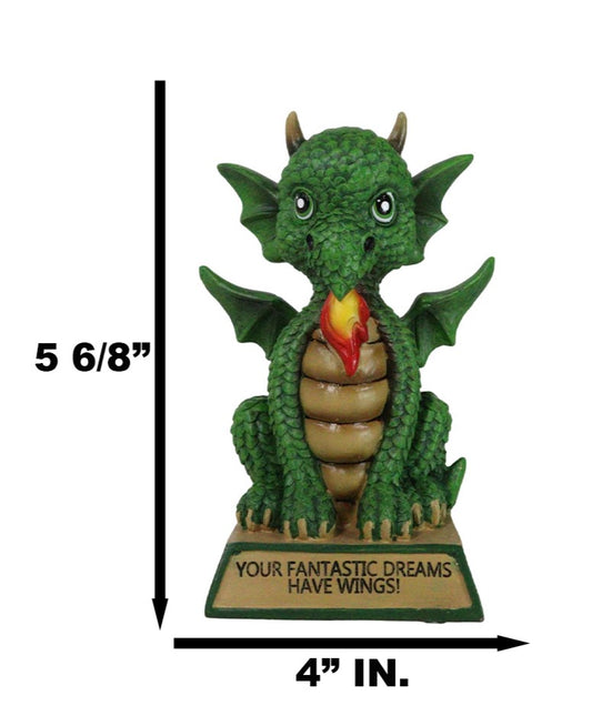 Green Koan Cartoon Chibi Dragon Figurine Your Fantastic Dreams Have Wings!
