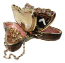 Brown Monarch Butterfly Pewter Austrian Crystals Bejewelled Trinket Jewelry Box