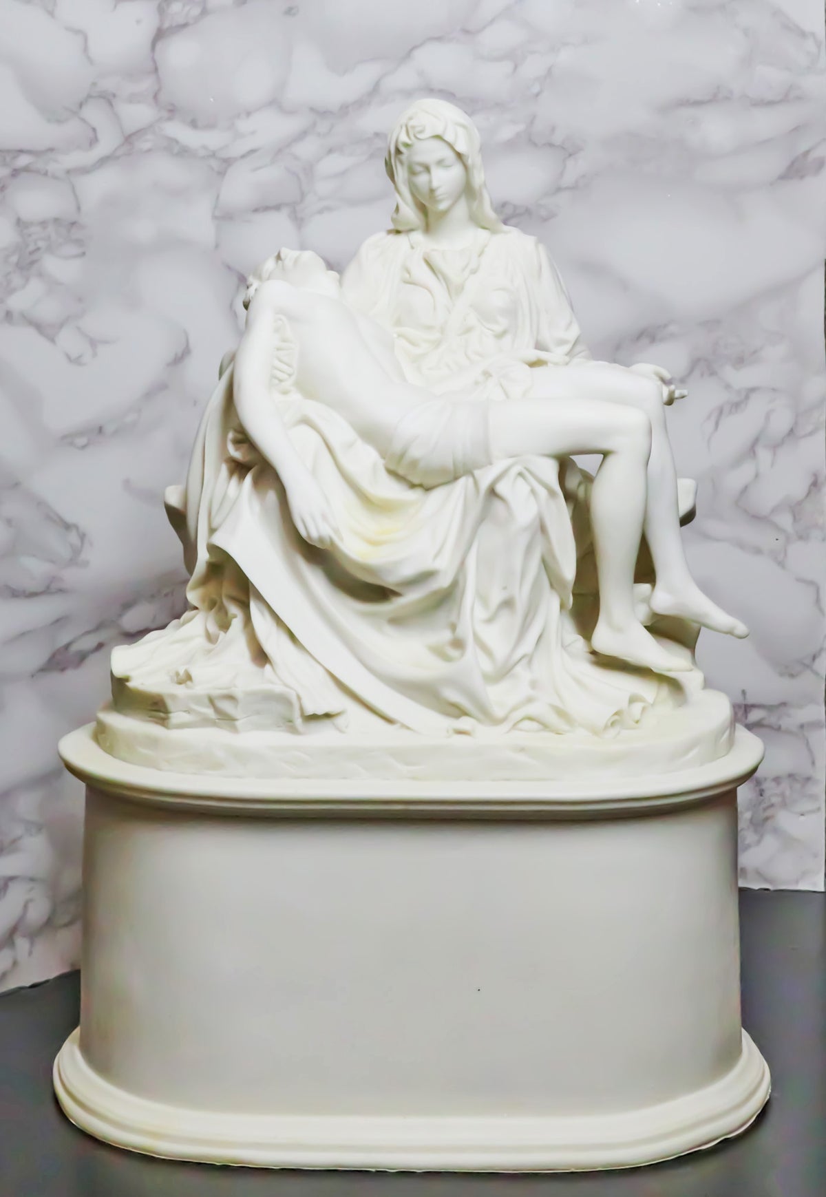 Ebros Gift White Catholic La Pieta Cremation Urn Devotional Figurine 14.75"Tall 300 Cubic Inches Capacity Bottom Load Feature - Ebros Gift