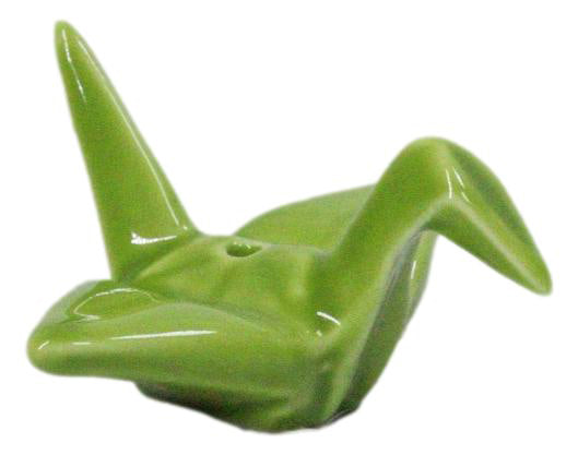 Ebros Set of 4 Ceramic Green Japanese Origami Crane Incense Stick Holders