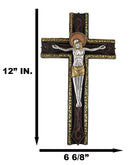 Catholic Tooled Gold Silver Abstract Passion Of Jesus Christ Crucifix Wall Cross