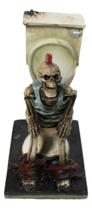 Still Constipated Funny Red Punk Mohawk Skeleton on Bathroom Toilet Figurine