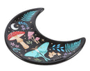 Porcelain Wicca Dark Forest Toadstool Mushrooms Moth Crescent Moon Trinket Dish