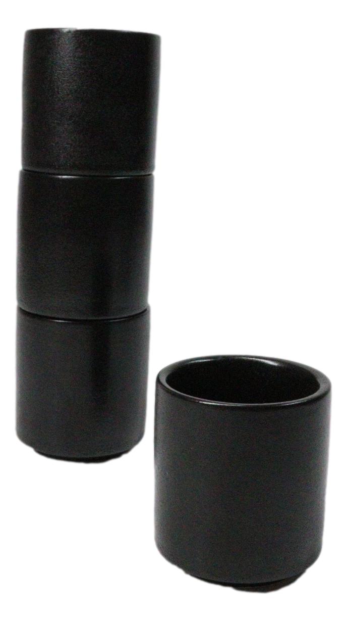 Set of 4 Kokuyo Black Minimalist Porcelain 1.25oz Ochoko Yuzu Sake Cups