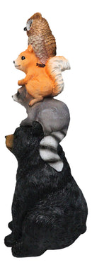 Woodlands Forest Totem Companions Black Bear Raccoon Squirrel Owl Stack Figurine