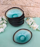 Pack Of 6 Green Crackle Midori Kannyu Wavy Round Condiment Sauce Dishes 2oz