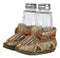 Rustic Tribal Native Indian Moccasin Shoe Shaped Salt And Pepper Shakers Holder