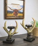 Cozy Pines Antler Tealight Candle Holders Set of 2 Rustic Deer Antler Stands