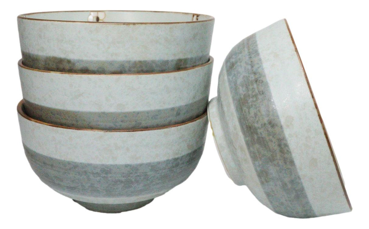Set Of 4 Made In Japan Ceramic Soushun Sakura Blue Plum Medium Tayo Bowls 21oz