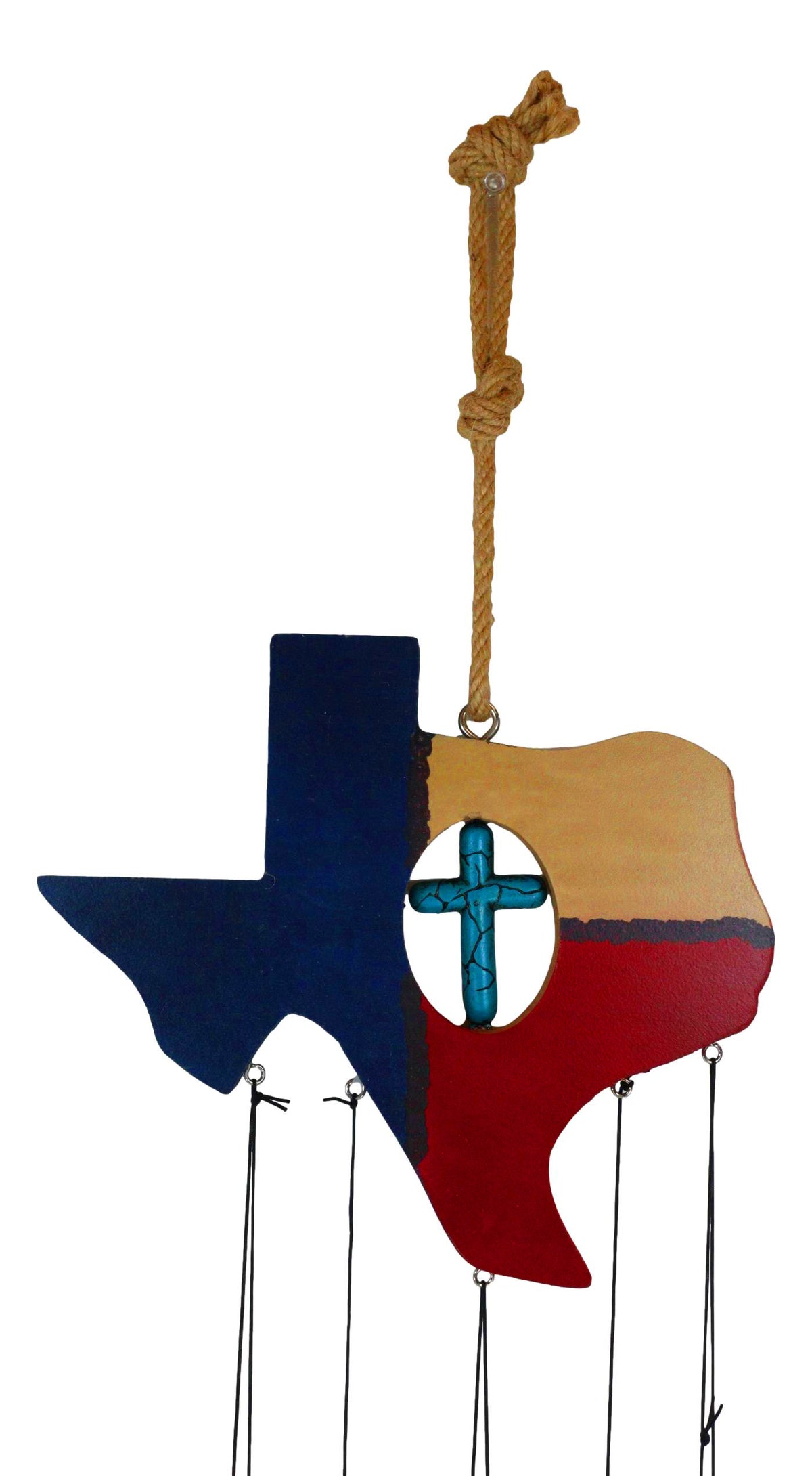 Pack of 2 Western Star Texas State Flag Cowboy Boot Turquoise Cross Wind Chimes - Ebros Gift