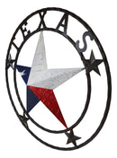 Western Patriotic Lone Star State Texas With 4 Stars Metal Wall Circle Sign 24"D