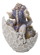 Adorable Blue Baby Dragon Hatchling Cracking Out of Egg Shell Figurine 4"H