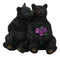 Rustic Forest Whimsical Cuddling Black Bear Couple with Flower Bouquet Figurine