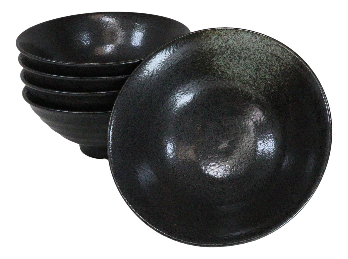 Pack Of 5 Charcoal Grey Tone Hakumu Collection Large Ramen Soup Dinner Bowl 40oz