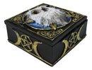 Snowy Owl Trinket Box, 5 x 5 Inch Decorative Keepsake Box with Celtic Knotwork