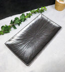 Pack Of 3 Black Tetsu Kesho Porcelain Long Rectangular Serving Platter 15"X8.5