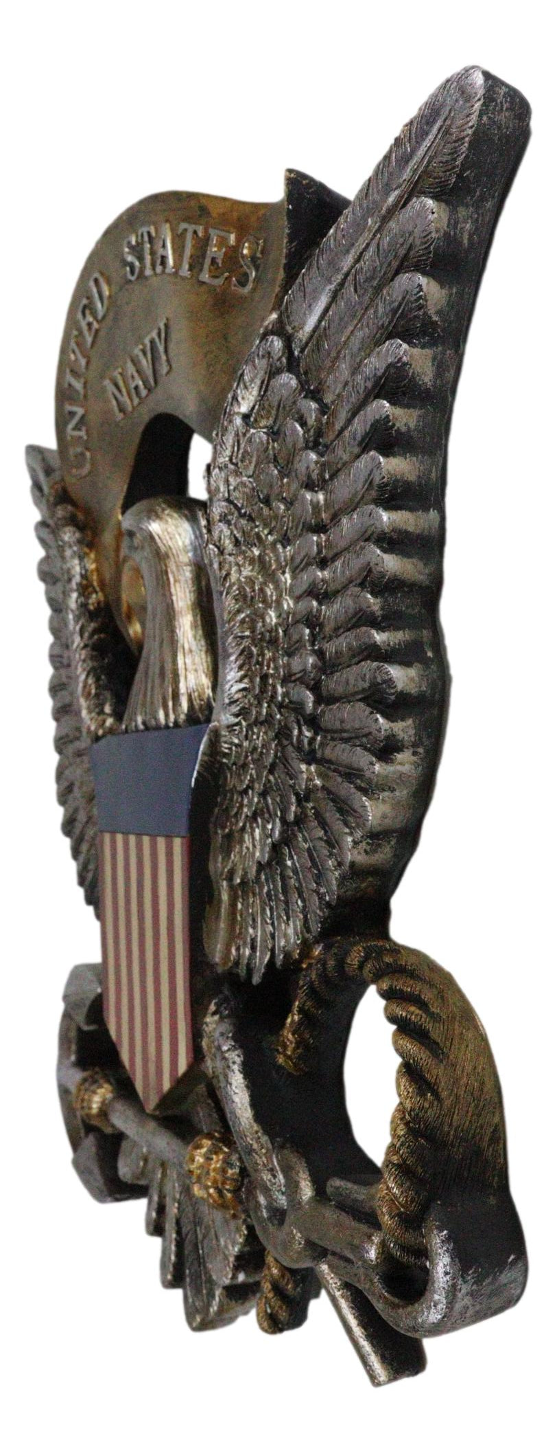Patriotic United States Navy Bald Eagle Flag Crest Ship Anchor Wall Decor Plaque