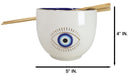 White And Gold Wicca Mystic Evil Eye Of Providence Soup Bowl With Chopsticks