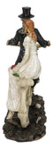 Wedding Skeletons Bride And Groom Riding Skeletal Bones Roses Bicycle Figurine