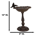 Rustic Cast Iron Hummingbird Hovering Over Nest Garden Bird Feeder Bath 12"H