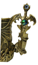 Large Golden Dragon Mug with Jeweled Sword Handle Medieval Fantasy Tankard 20oz