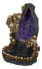 Gothic Melting Skulls Faux Geode Crystals LED Light Cave Backflow Incense Burner