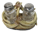 Western Entwined Stag Deer Antlers Glass Salt Pepper Shakers Holder Figurine Set