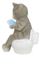 Shorthair Grey Cat Kitten Bookworm with Book Sitting On Toilet Potty Figurine