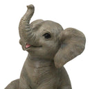 Wildlife African Savanna Elephant Young Calf with Trunk Up Figurine 5"