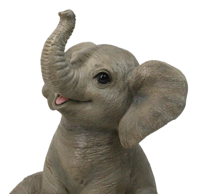 Wildlife African Savanna Elephant Young Calf with Trunk Up Figurine 5"