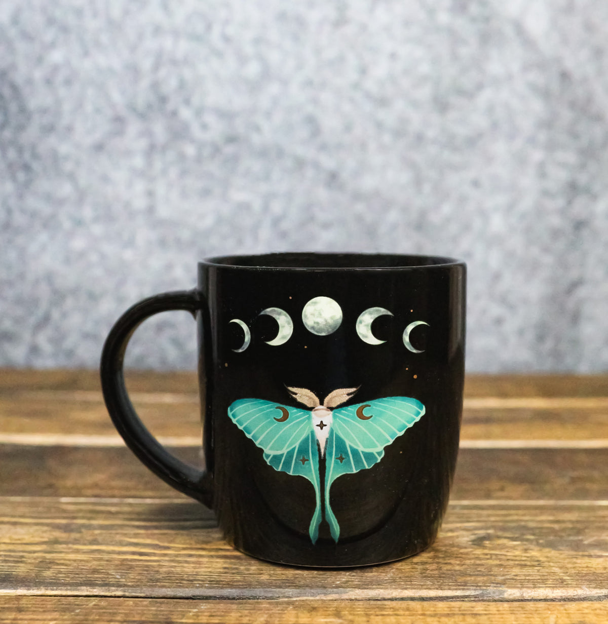 Wicca Magic Dark Forest Luna Moth Moon Phases Porcelain Coffee Mug Cup 12oz