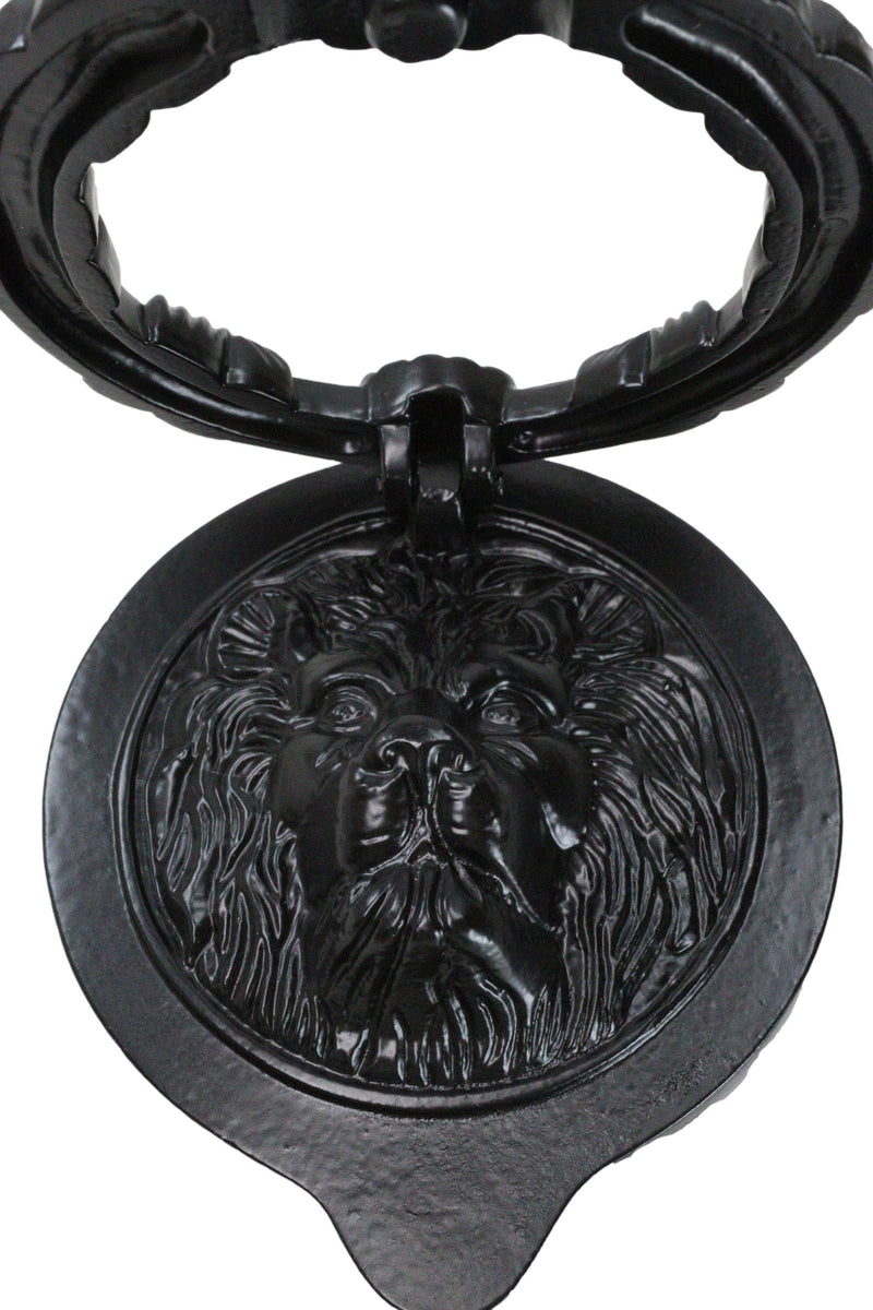 Hand Forged Cast Iron Black Royal Venetian Lion Head Decorative Door Knocker