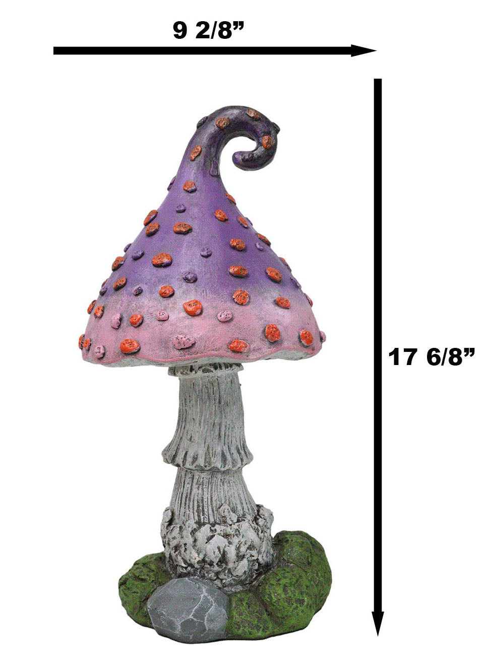 Fairy Garden Giant Spotted Purple Crooked Toadstool Mushroom Figurine 17"H