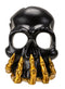 Black Phantom Skull Mask On Gold Skeleton Hand Votive Tea Light Candle Holder