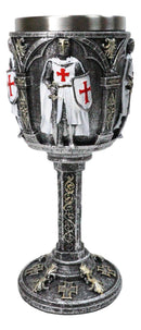 Medieval Swordsman White Templar Crusader Knight Suit of Armor Wine Goblet