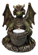 Earth Druid Dragon Holding Magic Cauldron Tea Light Candle Or Incense Holder