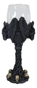 Sabbatic Goat Baphomet Pentagram Raven Wings Dendritic Vines Wine Goblet Cup