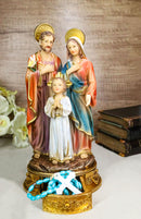 Catholic Holy Family Mary Joseph and Jesus With Rosary Drawer Box Figurine 9"H - Ebros Gift