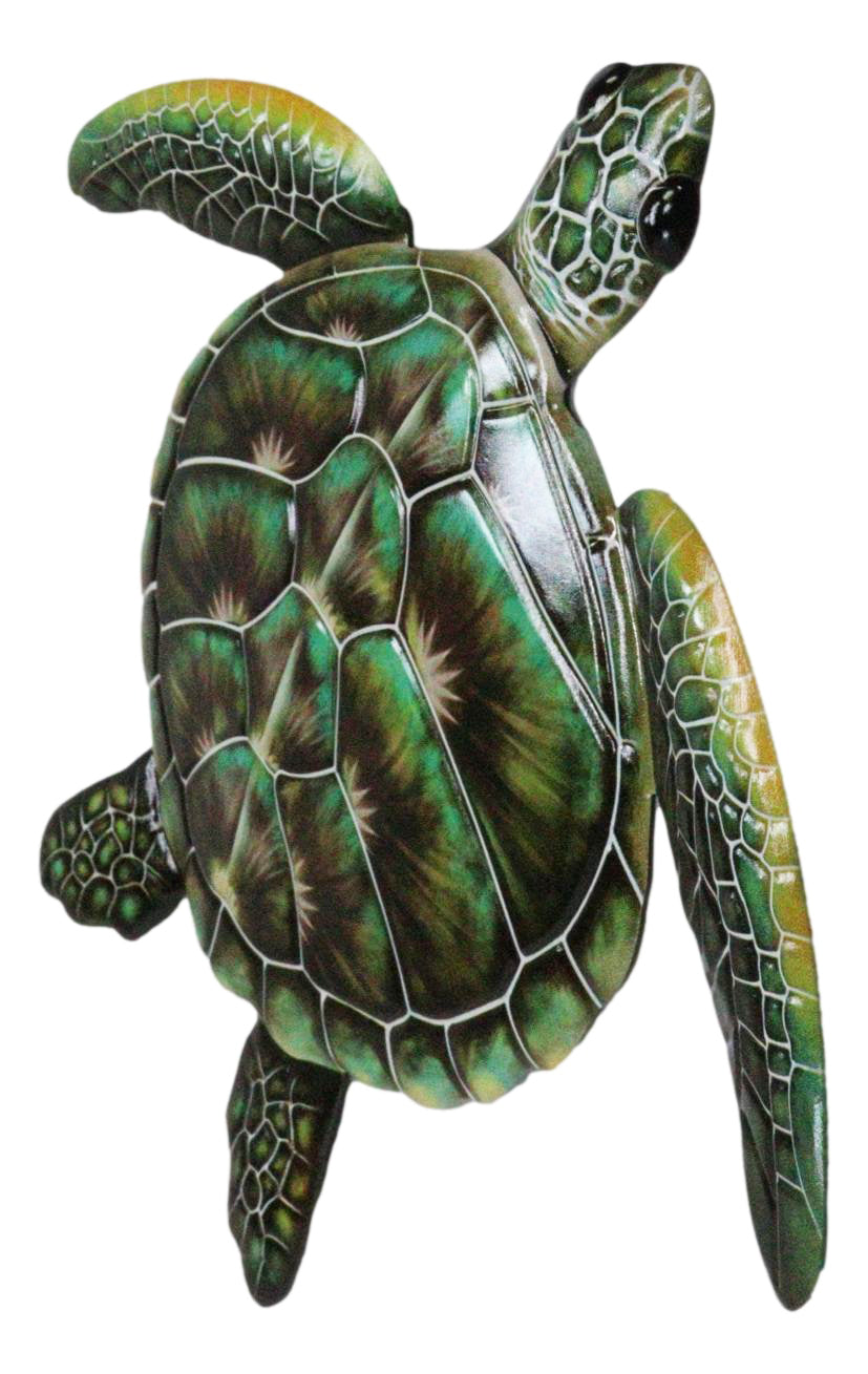 Marine Ocean Harmony Series Green Bermuda Elegant Sea Turtle Metal Wall Decor - Ebros Gift