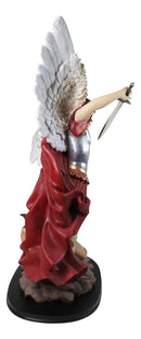 Large Archangel Saint Michael With Judgement Sword Crushing Satan Statue 24"H
