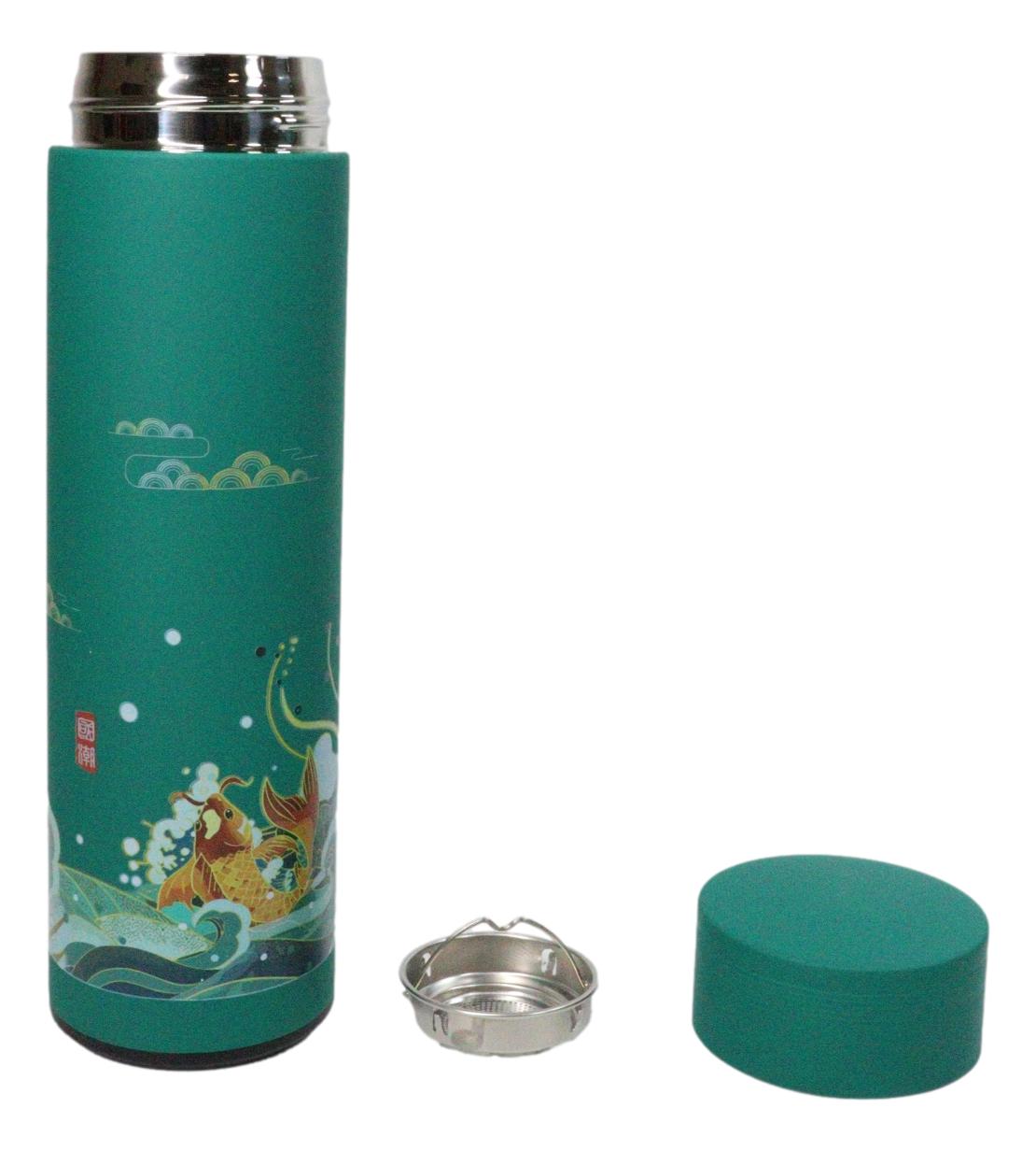 Lotus Koi 17oz Vacuum Insulated Stainless Steel Thermos Bottle With Tea Infuser