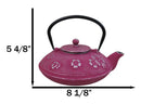 Magenta Ume Plum Blossoms Cast Iron Tetsubin Teapot With Enamel Liner