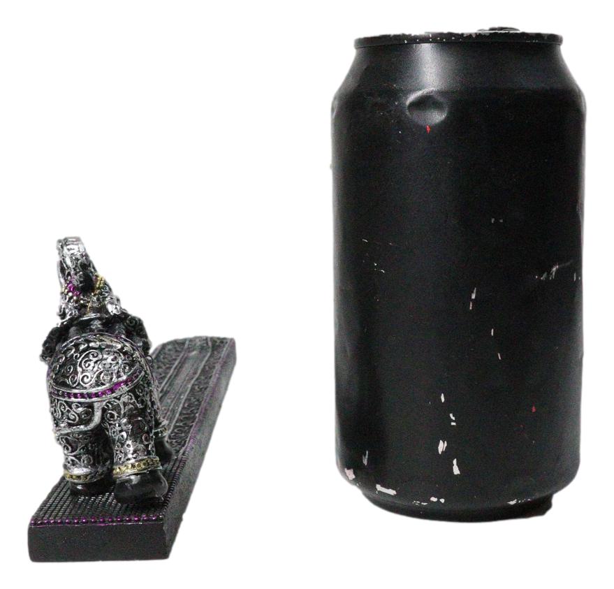 Feng Shui Buddhist Thai Tooled Elephant Trunk Up Incense Burner Holder 9.5 Inch